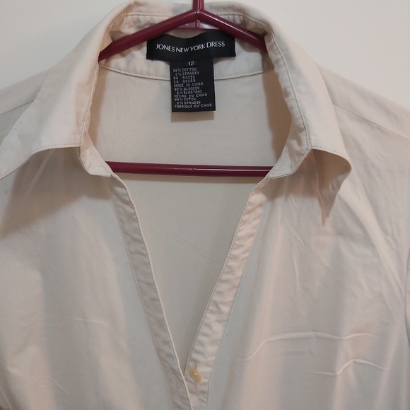 JonesNewYork Size 12 Beige Three Quarter Sleeve Dress - Picture 2 of 4